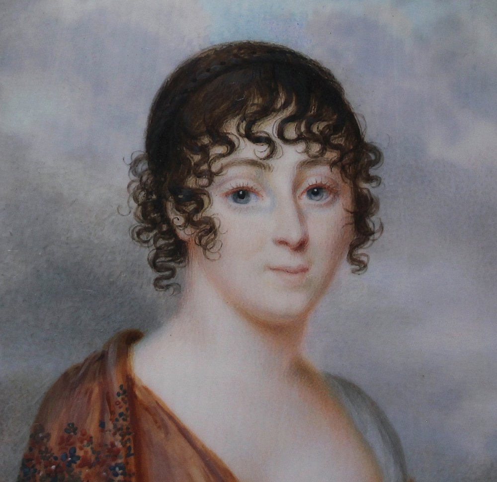 Jean Baptiste Augustin (1759 -1832), attr.to , Portrait miniature d'une jeune noble dame-photo-3