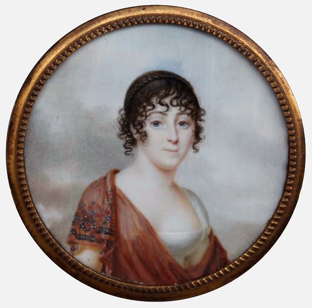 Jean Baptiste Augustin (1759 -1832), attr.to , Portrait miniature d'une jeune noble dame