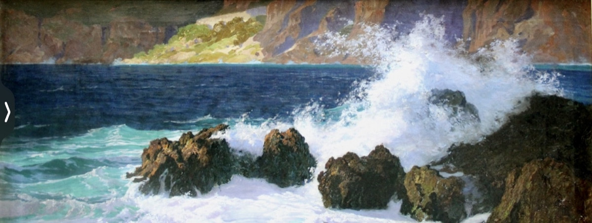 Surf On The Rocky Coast Of Capri By Paul Von Spaun (1876 - 1932).-photo-4