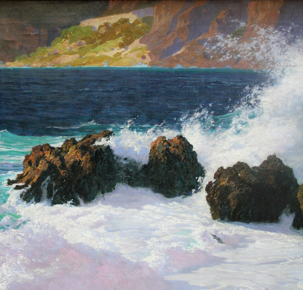 Surf On The Rocky Coast Of Capri By Paul Von Spaun (1876 - 1932).-photo-1