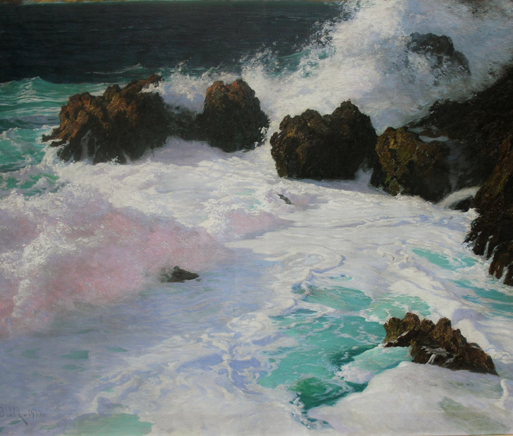 Surf On The Rocky Coast Of Capri By Paul Von Spaun (1876 - 1932).-photo-4