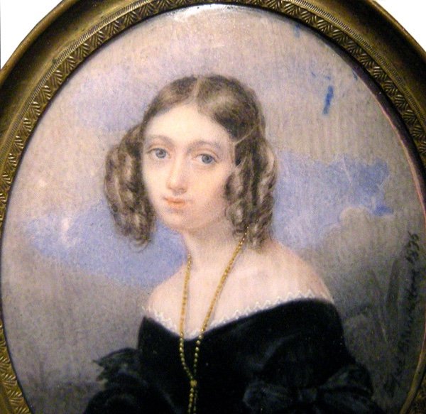 Giosue Bianchi (italian 1803 - 1875) Portrait Of A Young Woman, Miniature  On Ivory-photo-3