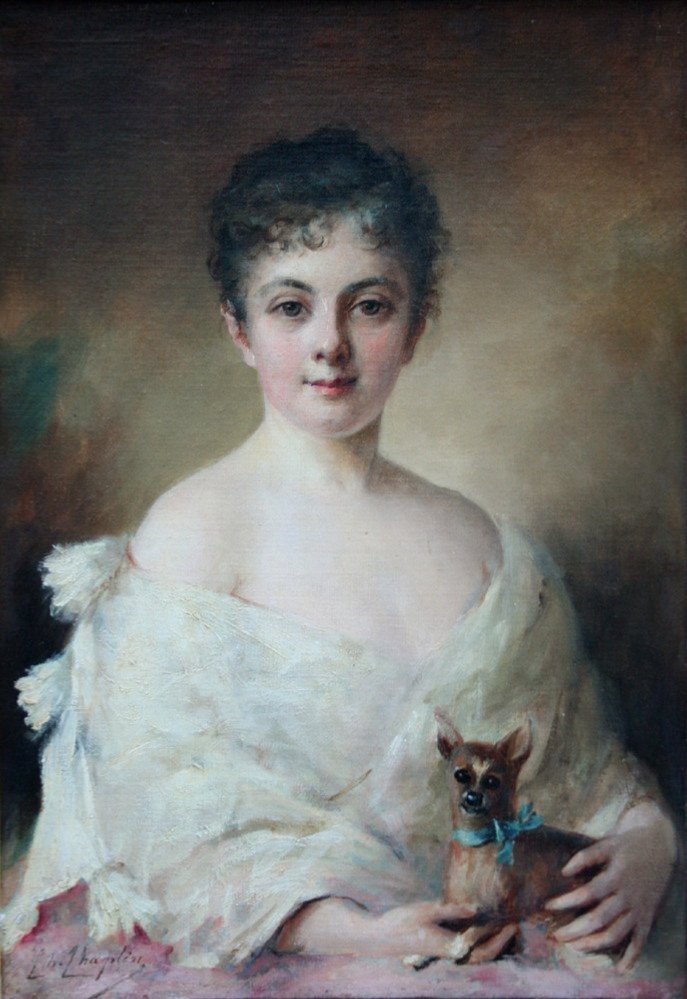 Proantic: Beauty With Her Favorite Dog By Charles Joshua Chaplin (fren