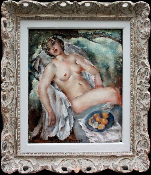 Resting Nude By Georgette Nivert (french, Active At The Beginning Of The 20th Century In Paris)-photo-2