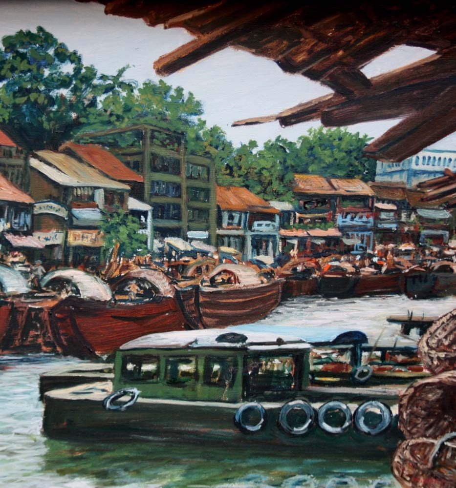 Floating Market In Bangkok,  Monogramid-20th Century-photo-3