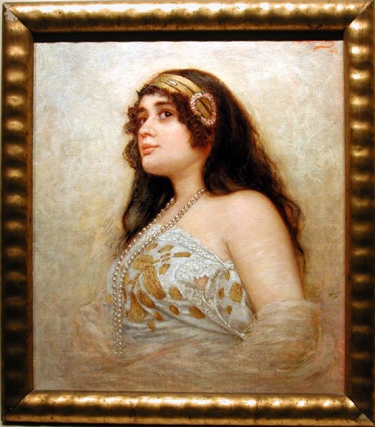 Une jeune beauté par Josef Zenisek (Tchèque, 1855 -1944)