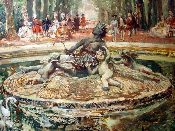 Société rococo dans le parc par Alois Wierer (Tchèque, né en 1878)-photo-3