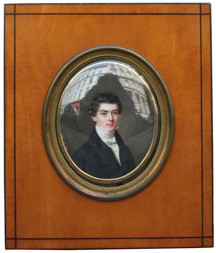 Daniel Saint (Français, 1778 - 1847), attr.à Miniature portrait d'un jeune homme-photo-2