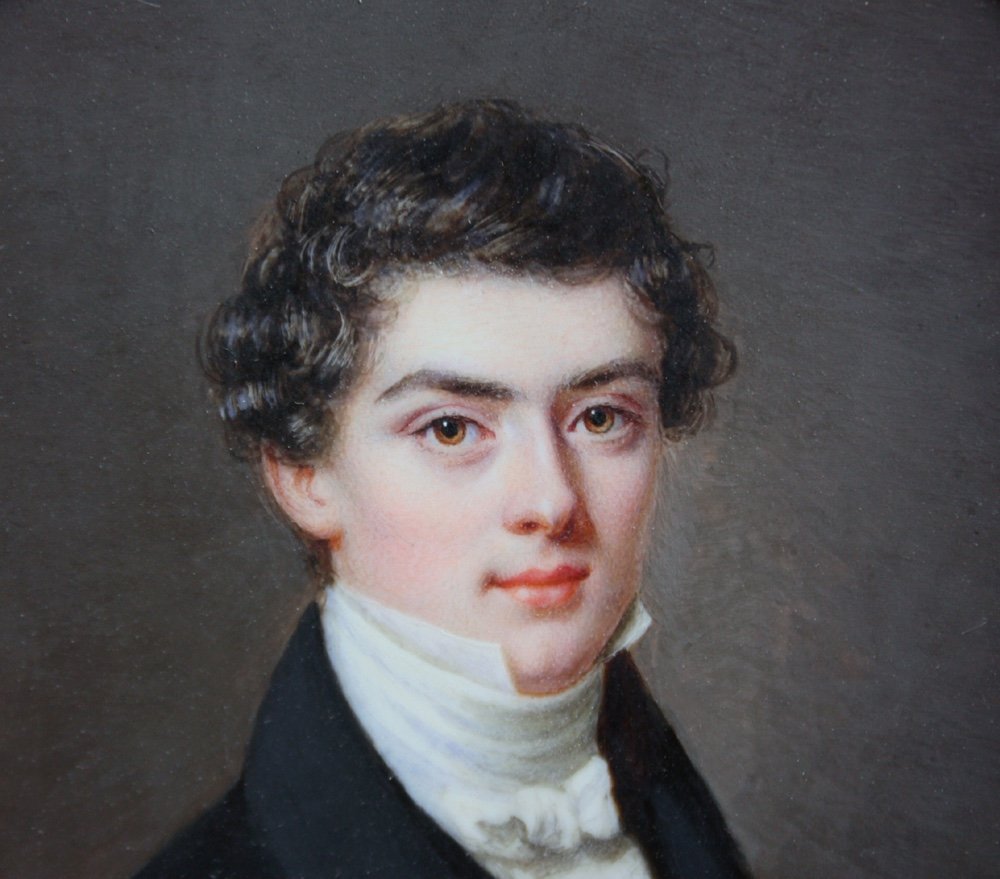 Daniel Saint (Français, 1778 - 1847), attr.à Miniature portrait d'un jeune homme-photo-3