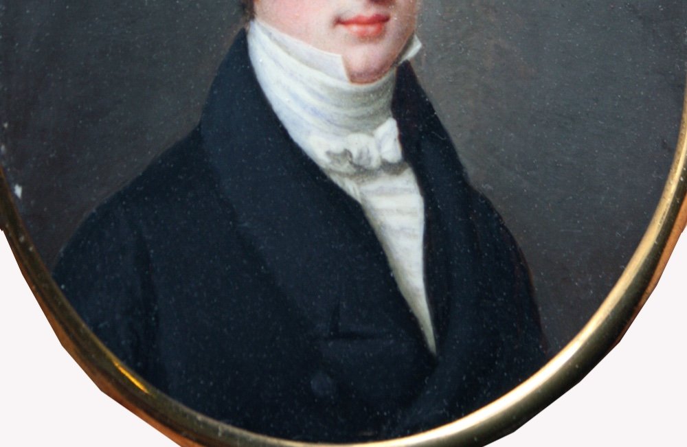 Daniel Saint (Français, 1778 - 1847), attr.à Miniature portrait d'un jeune homme-photo-1