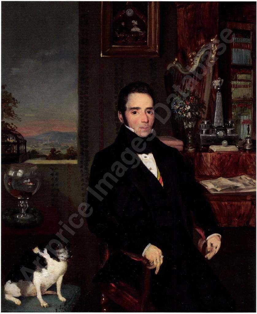 Léopold Fertbauer (autrichien 1802 - 1875) Portrait de jeune homme avec une pipe-photo-7