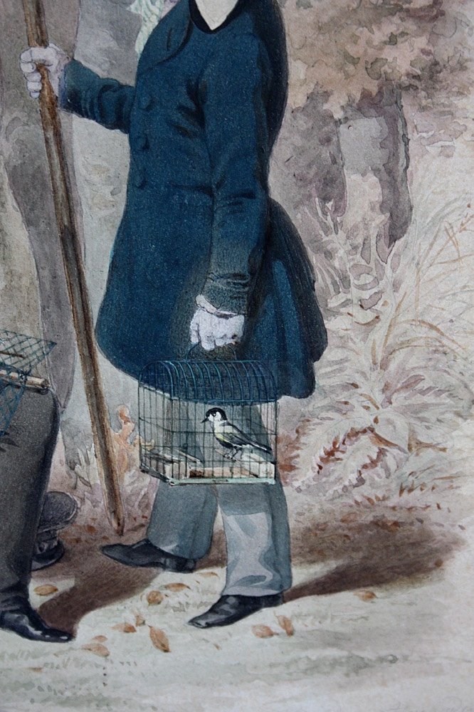 Johann B. Clarot (1798 Vienne - 1855 Pest) Deux Garçons  Sur La Capture d'Oiseaux Chanteurs-photo-3