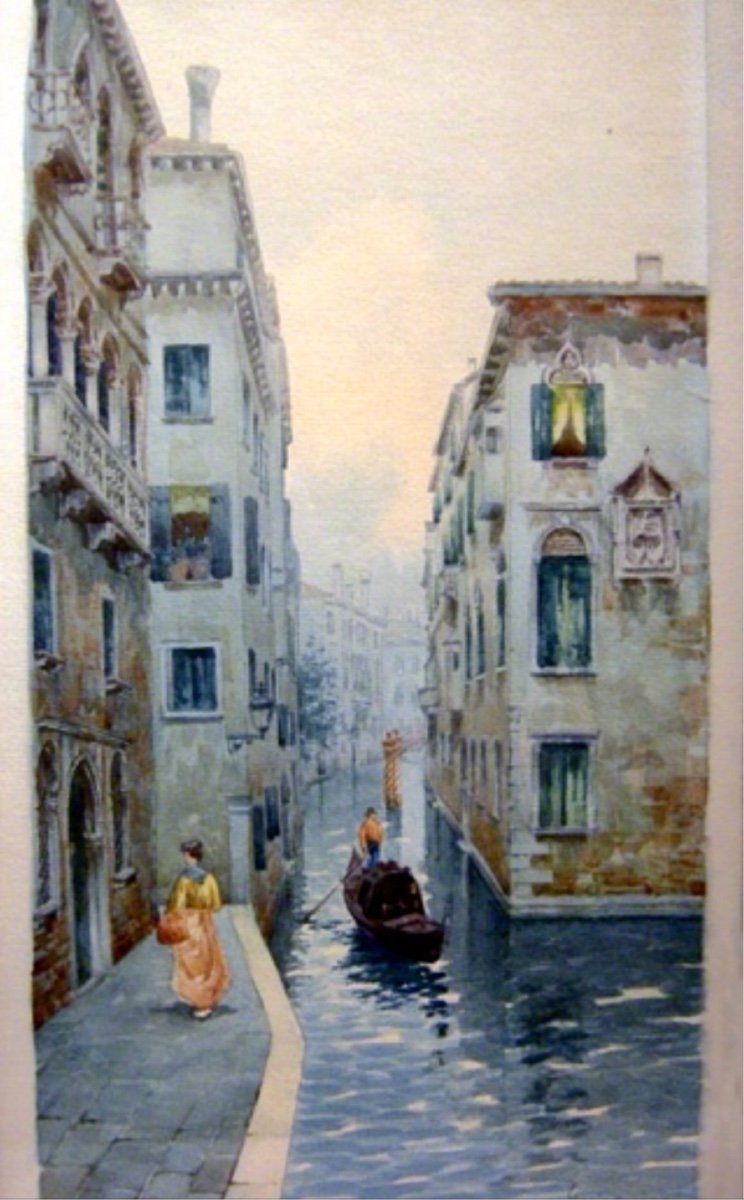 Natale Gavagnin (1851 - 1923) A Pair Of Venice Views With Gondola