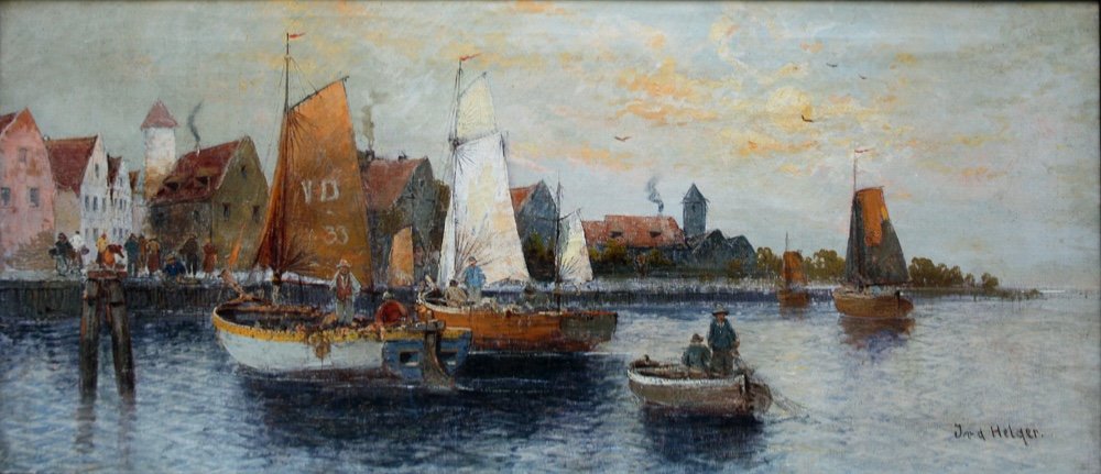 Scène portuaire hollandaise par Georg Fischhof (1859 - 1914)-photo-2