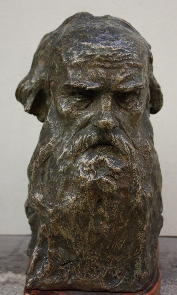 Russian Writer Leo Tolstoy, Bronze Bust By Robert Weigl ( 1851 Slovenia - 1902 Vienna)-photo-2