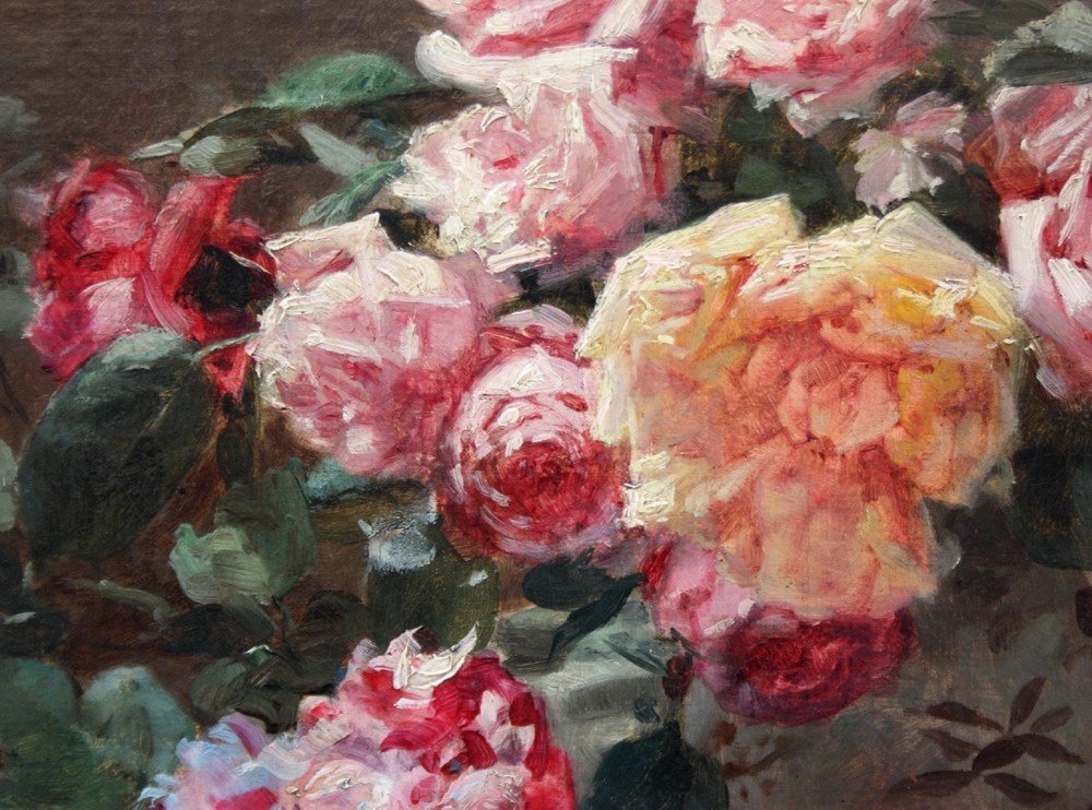 Paul Lecuit-Monroy ( 1858 -Paris- 1926) "Nature morte aux roses "-photo-2