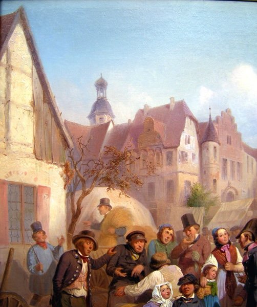 Market Scene In A City  By Ferdinand Marohn (active 1839-1859 In Berlin And Paris)-photo-4