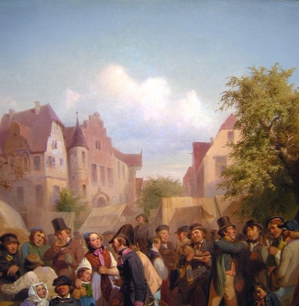 Scène de marché dans une ville de Ferdinand Marohn (actif en 1839-1859 à Berlin et Paris)-photo-6