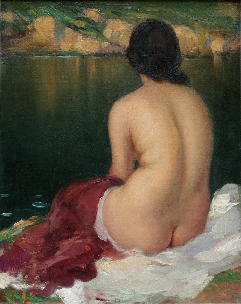 Beautiful Bather By Tito Corbella (italian, (1885-1966)-photo-2