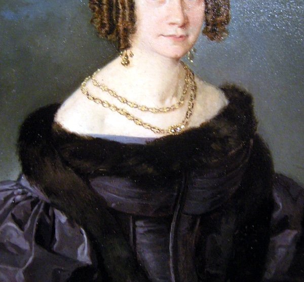 Portrait d'une noble dame par Ferdinand Georg Waldmüller (autrichien, 1793 - 1865), attr.-photo-1