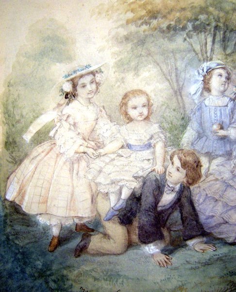 Héloïse- Susanne Leloir-Colin (1820 - 1873) Une paire de portraits de famille d'enfants-photo-3