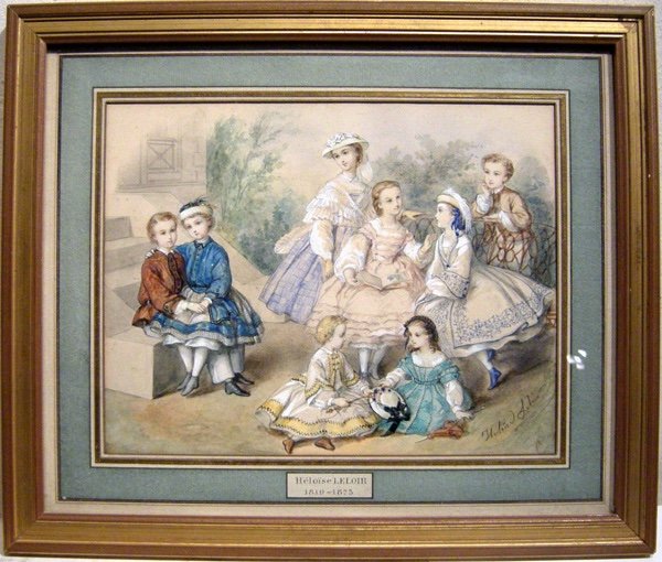 Héloïse- Susanne Leloir-Colin (1820 - 1873) Une paire de portraits de famille d'enfants-photo-5