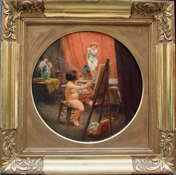 Painter And Model By Antonin Brunner (czech 1881-1958)-photo-2