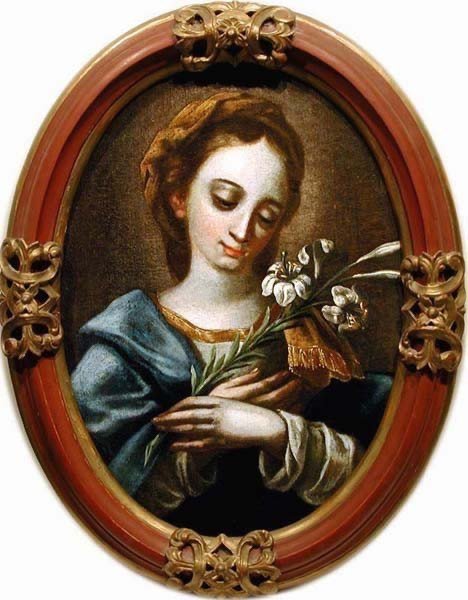 Carlo Dolci (1616-1686) Cercle “Madonna avec un Lis“