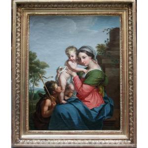 "madonna With Child Jesus And Saint John The Baptist", French School Of The Early 19th Century