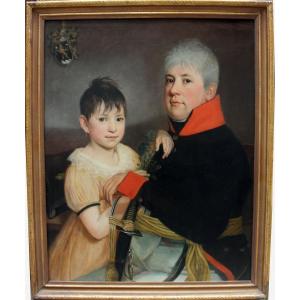 Johann Evangelist Kasner (1776-1827) Portrait Of Karl Von Bohr With His Daughter Josefine