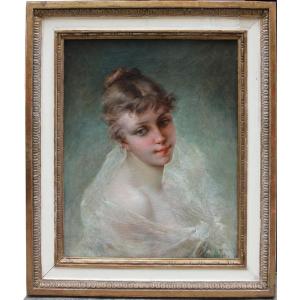 Portrait d'une beauté par Jean Alcide Henri Boichard (français, né en 1817)