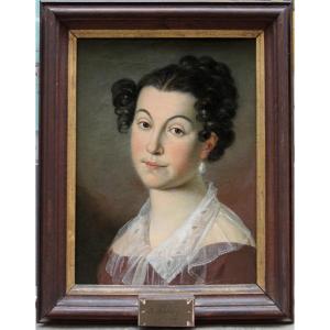 Portrait d'Amalia Leitenberger, peintre tchèque ou autrichienne, début du XIXe siècle
