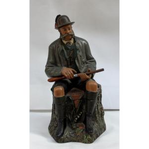 Terracotta Tobacco Box With The Figure Of The Austrian Emperor Franz Joseph The Hunter