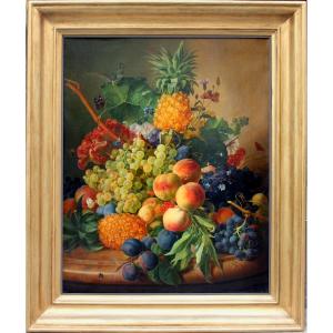 Nature morte aux fruits, papillon et mouche par Jan Frans VAN DAEL (1764 Anvers-1840