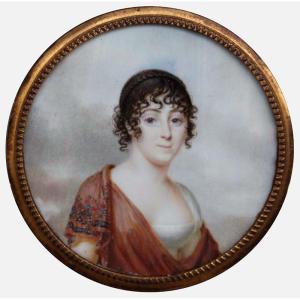 Jean Baptiste Augustin (1759 -1832), attr.to , Portrait miniature d'une jeune noble dame