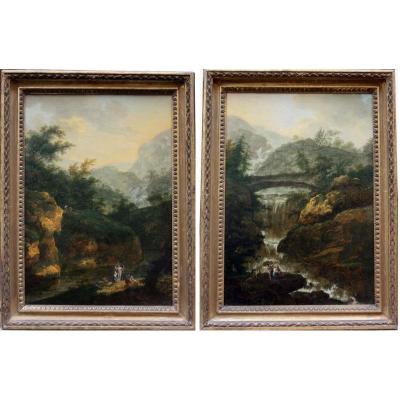 A Pair Of Italian Landscapes By Christian Wilhelm Ernst Dietrich Dietricy (1712-1774)