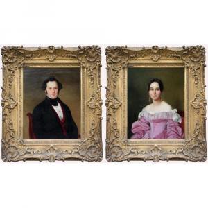 Franz Eybl (austrian, 1806-1889) Two Family Portraits 