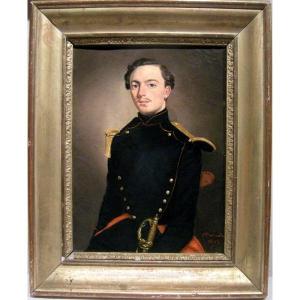 Portrait d'un jeune lieutenant d'infanterie français par Philibert Bernard ( né en 1823) 