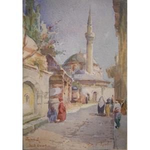 Street Scene In Istanbul By Jozef Pawlekewicz (polish-french, Early 20th Century)
