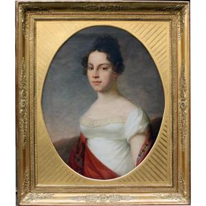 Johann Baptist Lampi l'Ancien (1751-1830) , attribué à Portrait d'une jeune femme en robe blanc