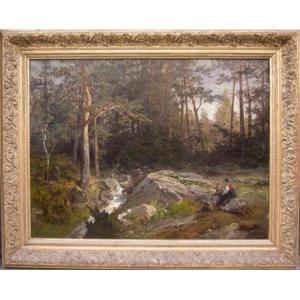 "Ruisseau de la forêt" par Axel Wilhelm Nordgren (1828-1888)