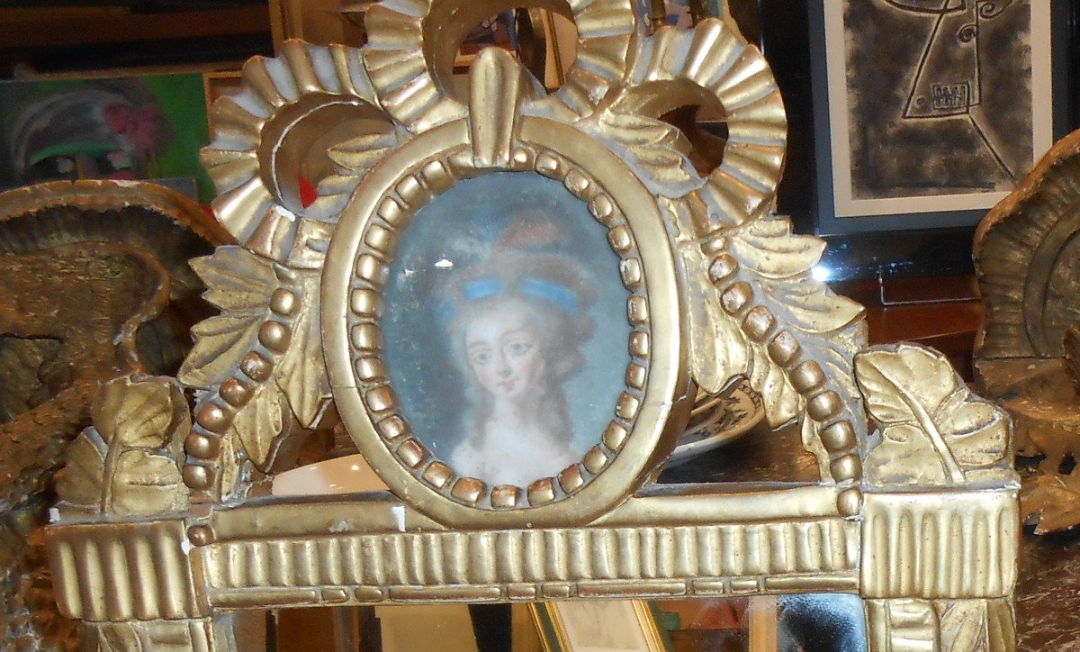 Miroir Trumeau Louis XVI époque XIX Iéme Siécle-photo-2