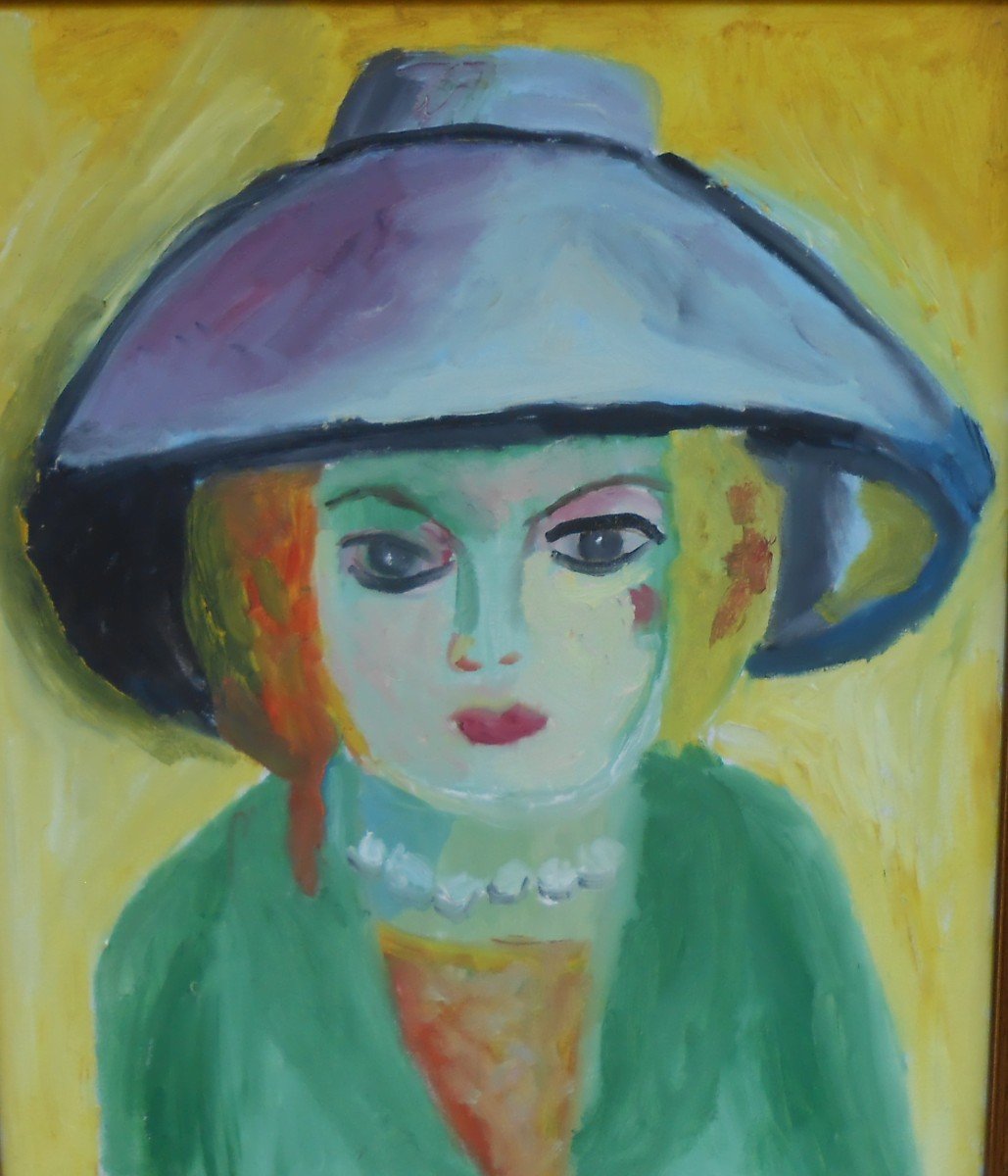 Portrait Of A Woman In A Purple Hat Joelle Gainon-photo-2