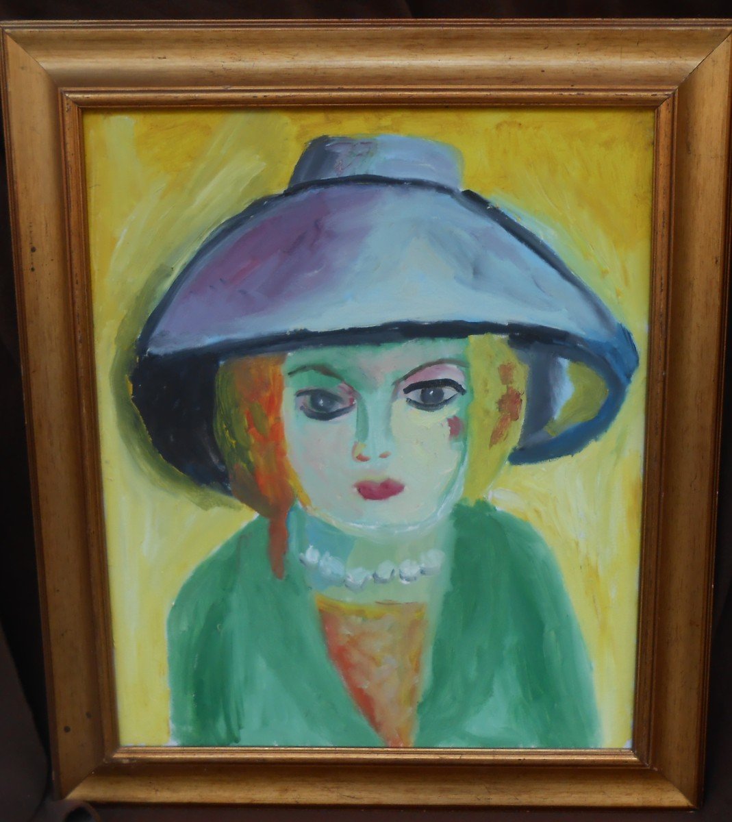 Portrait Of A Woman In A Purple Hat Joelle Gainon