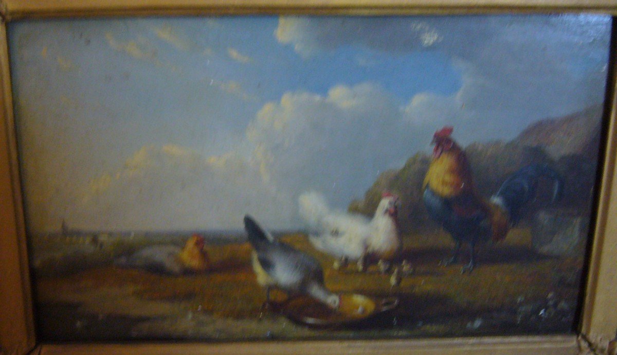 Les Poules En Liberté en paire  Cornelis  Van Leemputten-photo-3