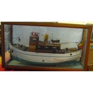 Proantic: Marine Curiosité Grande Maquette Bateau Diorama Vitrine 195