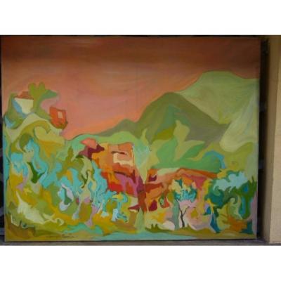 Oil On Canvas Landscape Rose
