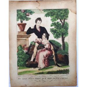 “curiosa” Which Shows Nothing But Which Says... A Lot! 19th Century Watercolor Engraving. Erotica.