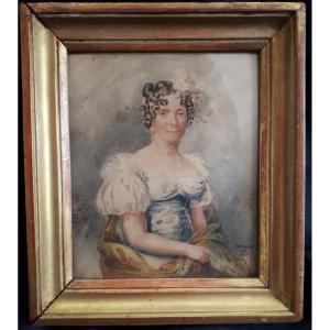 VAN GORP Henri Nicolas - Portrait de Dame Empire 1810-