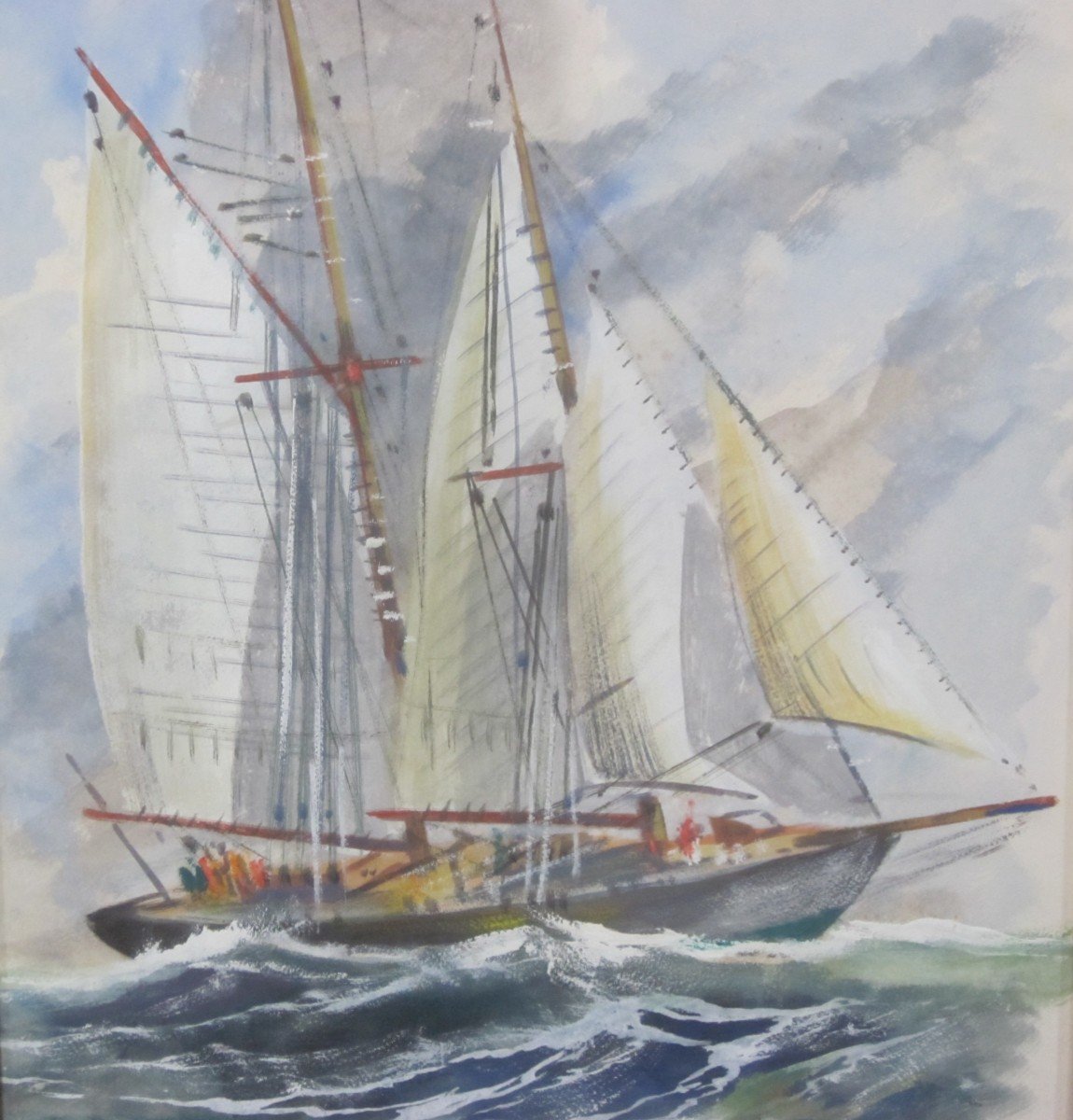 Albert Sebille (1874-1953) - Sailing Ship In Rough Seas-photo-4